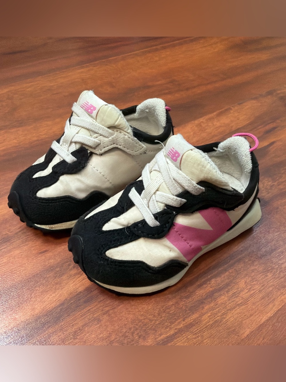 New Balance Kids Black, Pink & Cream Casual Sneakers